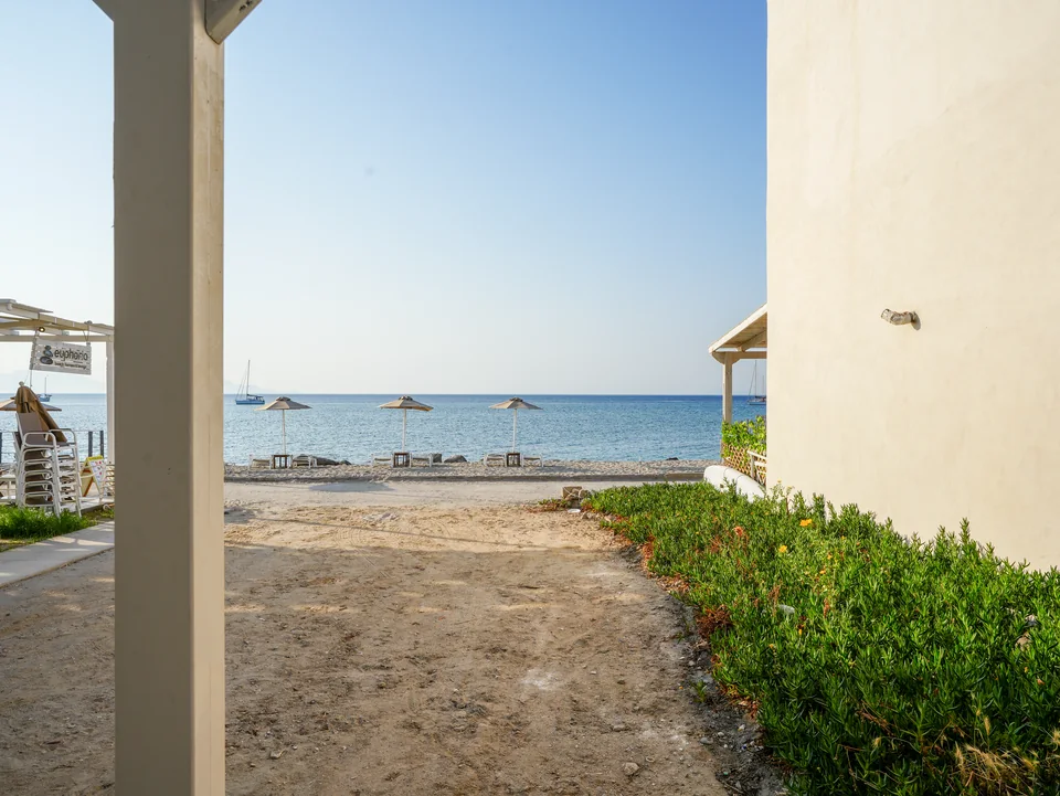 The path from the studio down to the sand and the sea